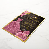ダスティピンクフローラガウンバーンウッドキンセアニェラ金ゴールド 箔招待状 (回転した状態)