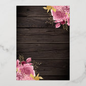 ダスティピンクフローラガウンバーンウッドキンセアニェラ金ゴールド 箔招待状 (裏面)