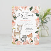 ダスティピンクフローラガールズウッドランドベイビーシャワーインビ 招待状 (スタンド正面)