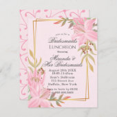 ダスティピンクフローラクラフトブリデスメイドランチョン 招待状 (正面/裏面)