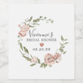 ダスティピンクフローラブライダルシャワー ワインラベル (シングルラベル)