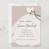 ダスティピンクフローラブライドブライダルシャワー 招待状 (正面)