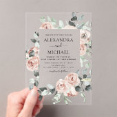 ダスティピンクフローラユーカリ結婚ス アクリル招待状 (インサイチュ (ポータブル))