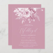 ダスティピンクフローラ予算結婚式招待状 (正面/裏面)