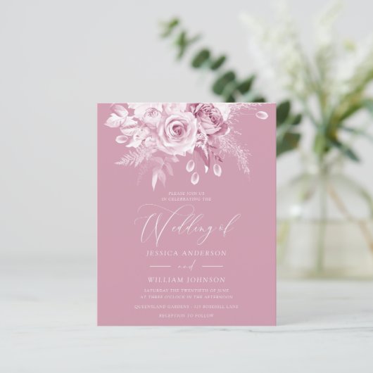 ダスティピンクフローラ予算結婚式招待状 (スタンド正面)