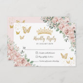 ダスティピンクフローラ蝶金ゴールドキンセアニラ 出欠カード (正面/裏面)