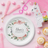 ダスティピンクフローラ100th誕生日ありがとう ペーパープレート (パーティー)