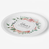 ダスティピンクフローラ100th誕生日ありがとう ペーパープレート (アングル)