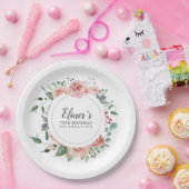 ダスティピンクフローラ70誕生日ありがとう ペーパープレート (パーティー)