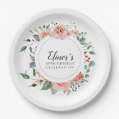 ダスティピンクフローラ90th誕生日ありがとう ペーパープレート (正面)