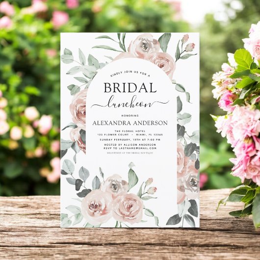 ダスティピンクブライダルシャワーランチョングリーンリーインヴィータ 招待状