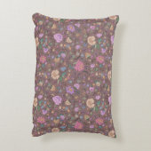 ダスティピンクブラウンベージュお洒落カラフルフローラ アクセントクッション (裏面(縦))