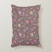 ダスティピンクブラウンベージュお洒落カラフルフローラ アクセントクッション (正面(垂直))