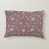 ダスティピンクブラウンベージュお洒落カラフルフローラ アクセントクッション (裏面)
