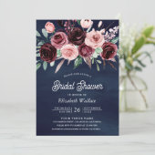 ダスティピンクブルゴーニュフローラネイビーブルーブライダルシャワー 招待状 (スタンド正面)