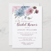 ダスティピンクブルーバラブルゴーニュブライダルシャワー 招待状 (正面)