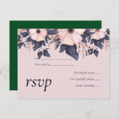 ダスティピンクブルー結婚フローラ予算 インビテーションポストカード (正面/裏面)