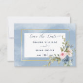 ダスティピンクブルー&ホワイトローズ結婚ズ セーブザデート (正面)