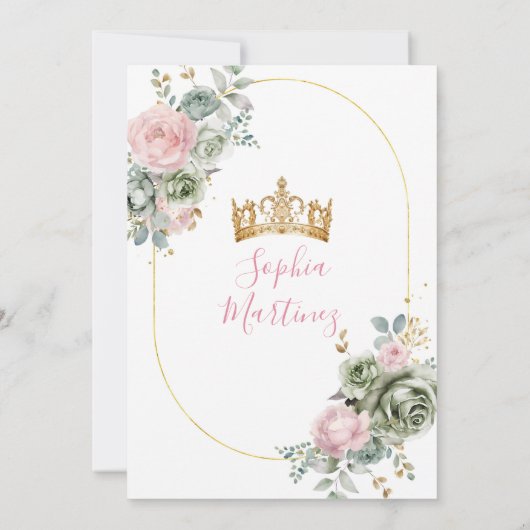 ダスティピンクプリンセスドレスセージフローラキニャネラ 招待状 (裏面)