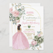 ダスティピンクプリンセスドレスセージフローラキニャネラ 招待状 (正面/裏面)