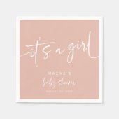 ダスティピンクベビーシャワー紙ナプキンスモダンガール スタンダードカクテルナプキン (正面)