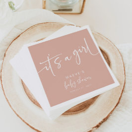 ダスティピンクベビーシャワー紙ナプキンスモダンガール スタンダードカクテルナプキン