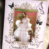 ダスティピンクベージュ蝶キンセアニェラ招待状 箔招待状