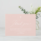 ダスティピンクホワイトクロスガールバプテスマサンキューカード 招待状 (スタンド正面)