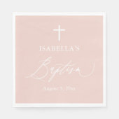 ダスティピンクホワイトクロスガールバプテスマ紙ナプキンス スタンダードランチョンナプキン (正面)