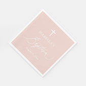 ダスティピンクホワイトクロスガールバプテスマ紙ナプキンス スタンダードランチョンナプキン (角)