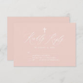 ダスティピンクホワイトクロスガールバプテスマRSVPカード 出欠カード (正面/裏面)