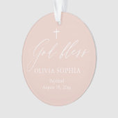 ダスティピンクホワイトクロスガールフォトバプテスマオーナメント オーナメント (正面)