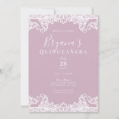 ダスティピンクホワイトレースキンセエレガントーニェラパーティー 招待状 (正面)