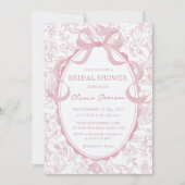 ダスティピンクボウチャイノワジェリーフローラブライダルシャワー 招待状 (正面)
