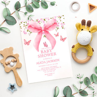 ダスティピンクボウフローラコケット蝶ベビー 招待状