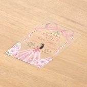 ダスティピンクボウプリンセスシルバークラウンキンセアニラ アクリル招待状 (レイダウン)