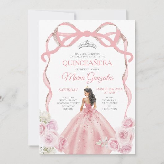 ダスティピンクボウプリンセスシルバークラウンキンセアニラ 招待状 (正面)