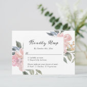 ダスティピンクボタニカル素朴フローラエレガントRSVP 出欠カード (スタンド正面)