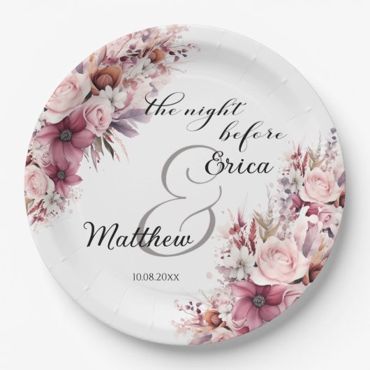 ダスティピンクボホフローラの前の結婚夜 ペーパープレート (正面)