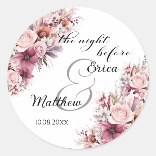 ダスティピンクボホフローラの前の結婚夜 ラウンドシール (正面)
