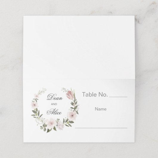 ダスティピンクボホフローラウォーターカラーパステル結婚ズ プレイスカード (外部開封)