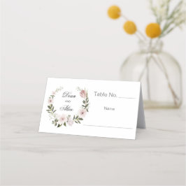 ダスティピンクボホフローラウォーターカラーパステル結婚ズ プレイスカード