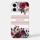 ダスティピンクボホフローラストライプモノグラム Case-Mate iPhoneケース (裏面)