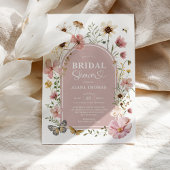 ダスティピンクボホワイルドフラワーメドウブライダルシャワー 招待状