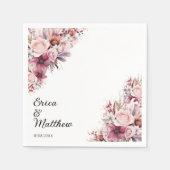 ダスティピンクボホ結婚フローラ スタンダードカクテルナプキン (正面)