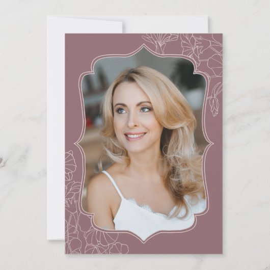 ダスティピンクマウブフォトサプライズ50誕生日 招待状 (裏面)