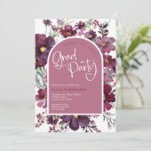 ダスティピンクマウブワイルドフラワーズグラードパーティの招待状 招待状 (スタンド正面)