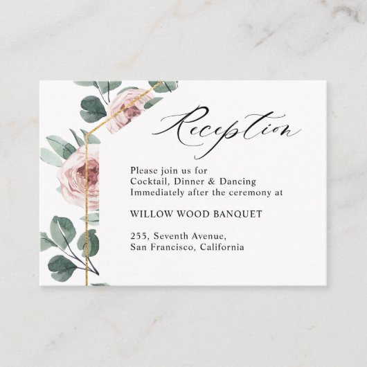 ダスティピンクマウヴバラフローラジオメト結婚リ エンクロージャーカード (正面)