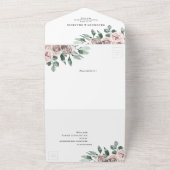 ダスティピンクマウヴバラフローラジオメト結婚リ オールインワン招待状 (外側)