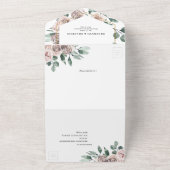 ダスティピンクマウヴバラフローラジオメト結婚リ オールインワン招待状 (外側)